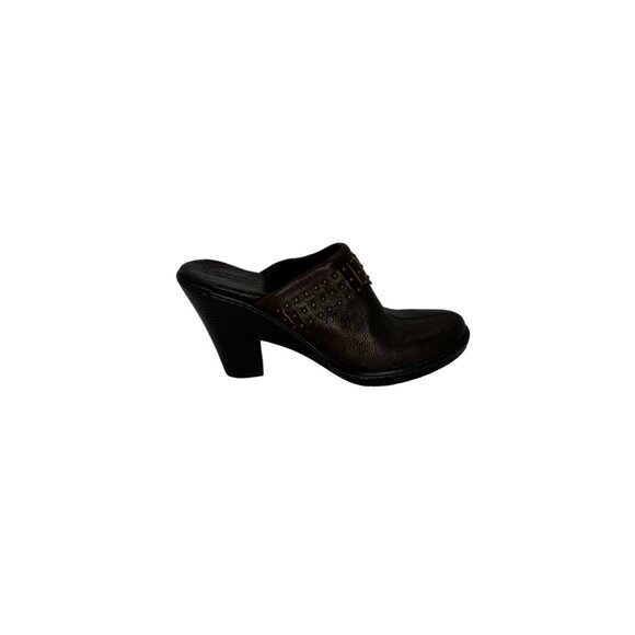 Born Women's Brown Leather Studded Clog Mule Size 8 Metallic Slip On Shoes Boho - Picture 5 of 10